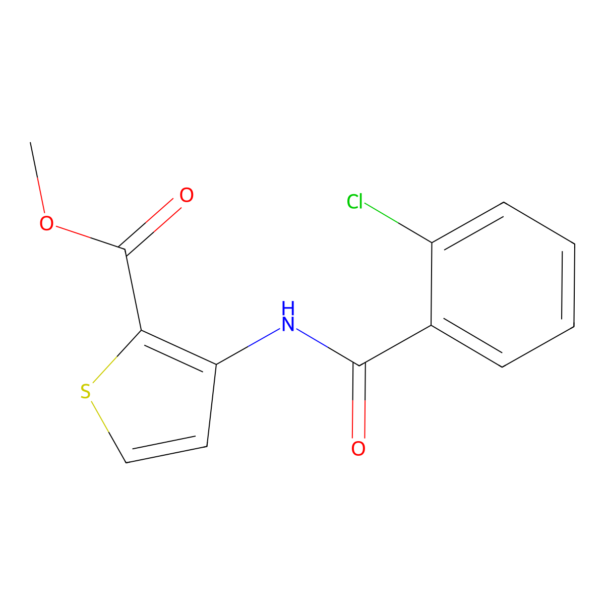 Methyl 3-(2-chlorobenzamido)thiophene-2-carboxylate molecular structure, CAS 478080-02-3