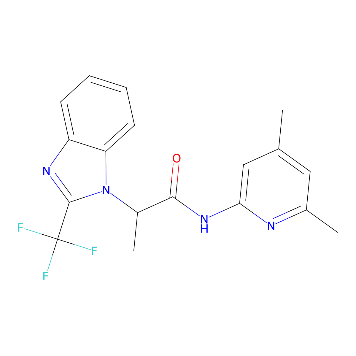 N-(4,6-dimethyl-2-pyridinyl)-2-[2-(trifluoromethyl)-1H-1,3-benzimidazol-1-yl]propanamide molecular structure, CAS 478080-04-5