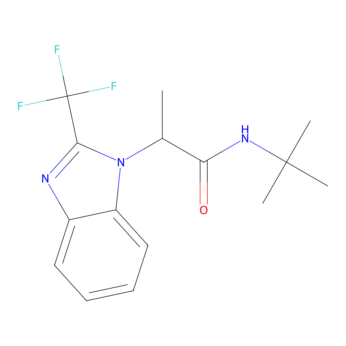 N-(tert-butyl)-2-[2-(trifluoromethyl)-1H-1,3-benzimidazol-1-yl]propanamide molecular structure, CAS 478080-05-6