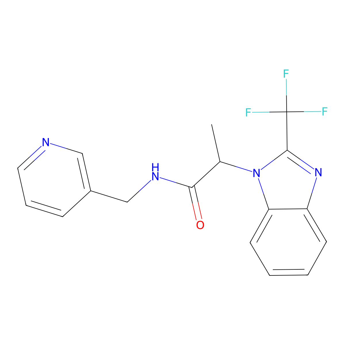N-(3-pyridinylmethyl)-2-[2-(trifluoromethyl)-1H-1,3-benzimidazol-1-yl]propanamide molecular structure, CAS 478080-06-7