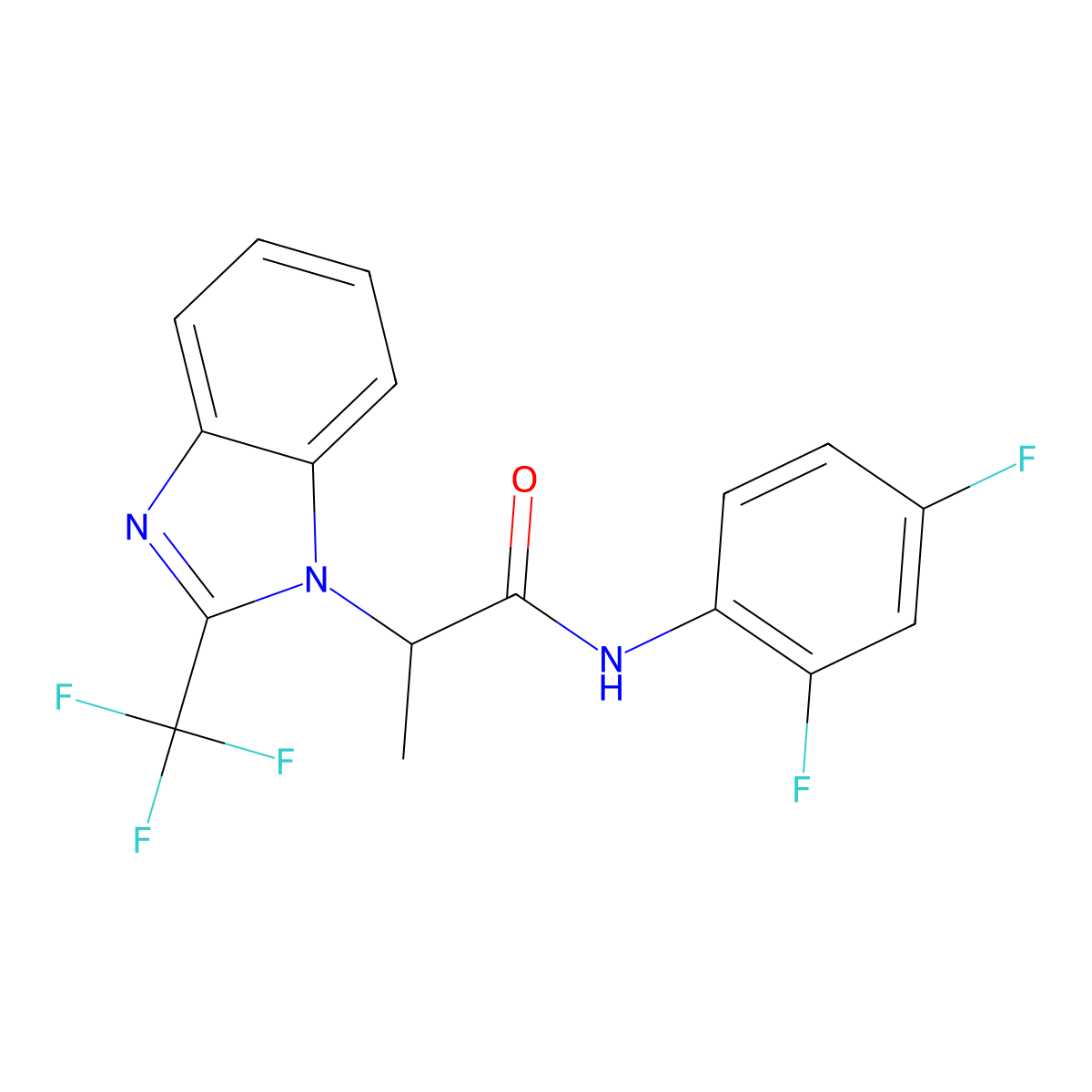 N-(2,4-difluorophenyl)-2-[2-(trifluoromethyl)-1H-1,3-benzimidazol-1-yl]propanamide molecular structure, CAS 478080-08-9