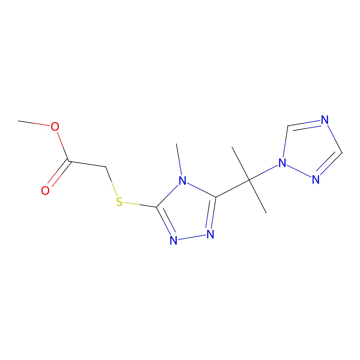 methyl 2-({4-methyl-5-[1-methyl-1-(1H-1,2,4-triazol-1-yl)ethyl]-4H-1,2,4-triazol-3-yl}sulfanyl)acetate molecular structure, CAS 478080-10-3
