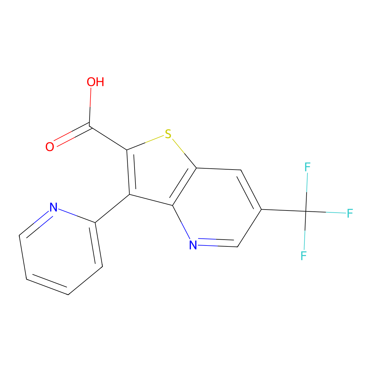 3-(2-Pyridinyl)-6-(trifluoromethyl)thieno[3,2-b]pyridine-2-carboxylic acid molecular structure, CAS 478080-12-5