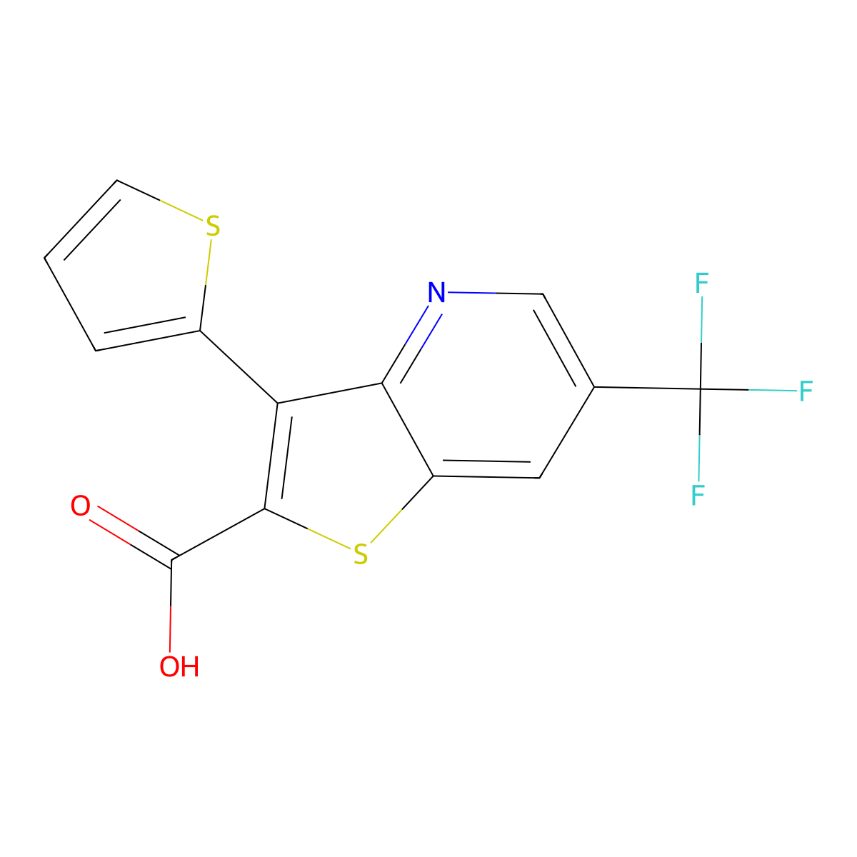 3-(2-Thienyl)-6-(trifluoromethyl)thieno[3,2-b]pyridine-2-carboxylic acid molecular structure, CAS 478080-13-6
