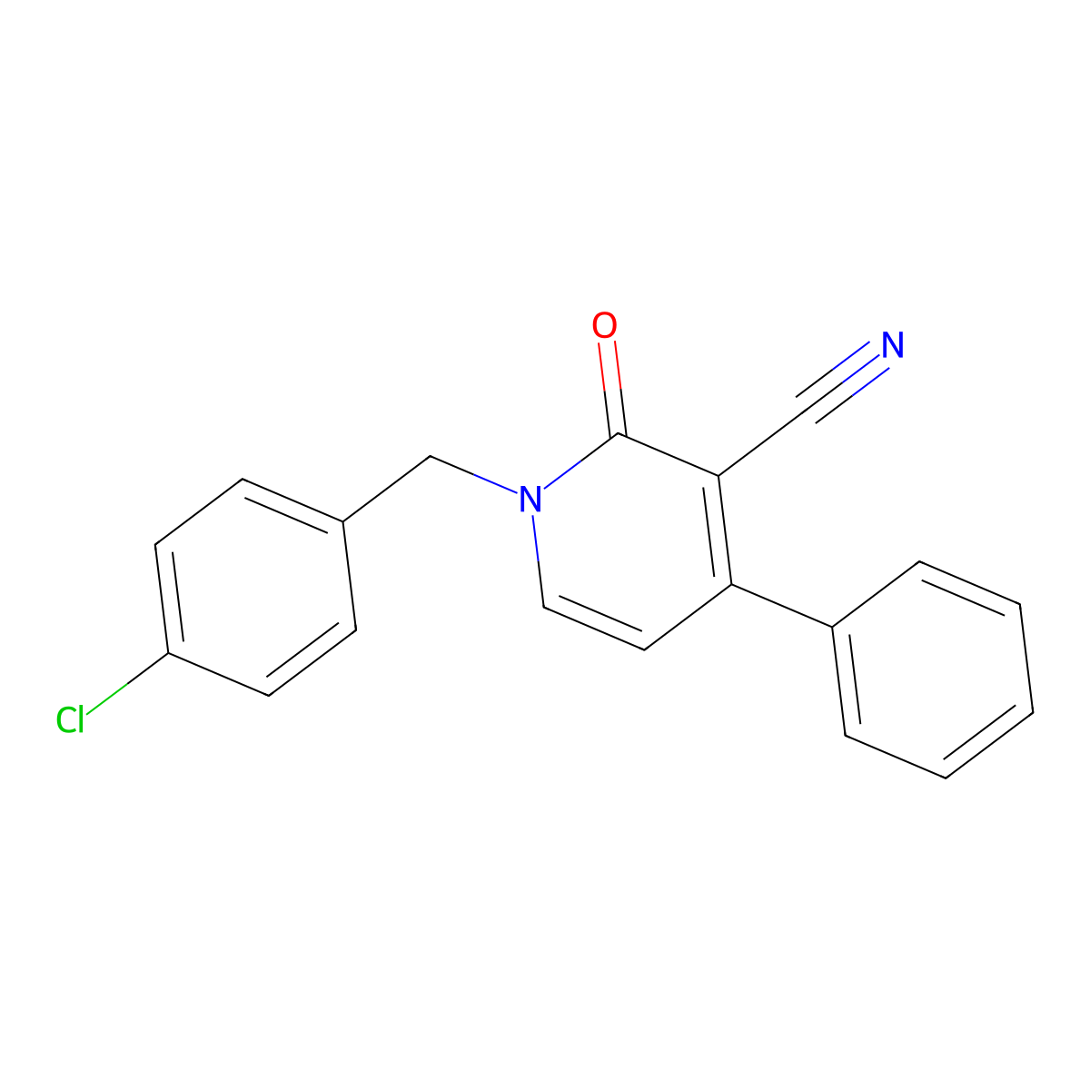 1-(4-Chlorobenzyl)-2-oxo-4-phenyl-1,2-dihydro-3-pyridinecarbonitrile molecular structure, CAS 478080-25-0