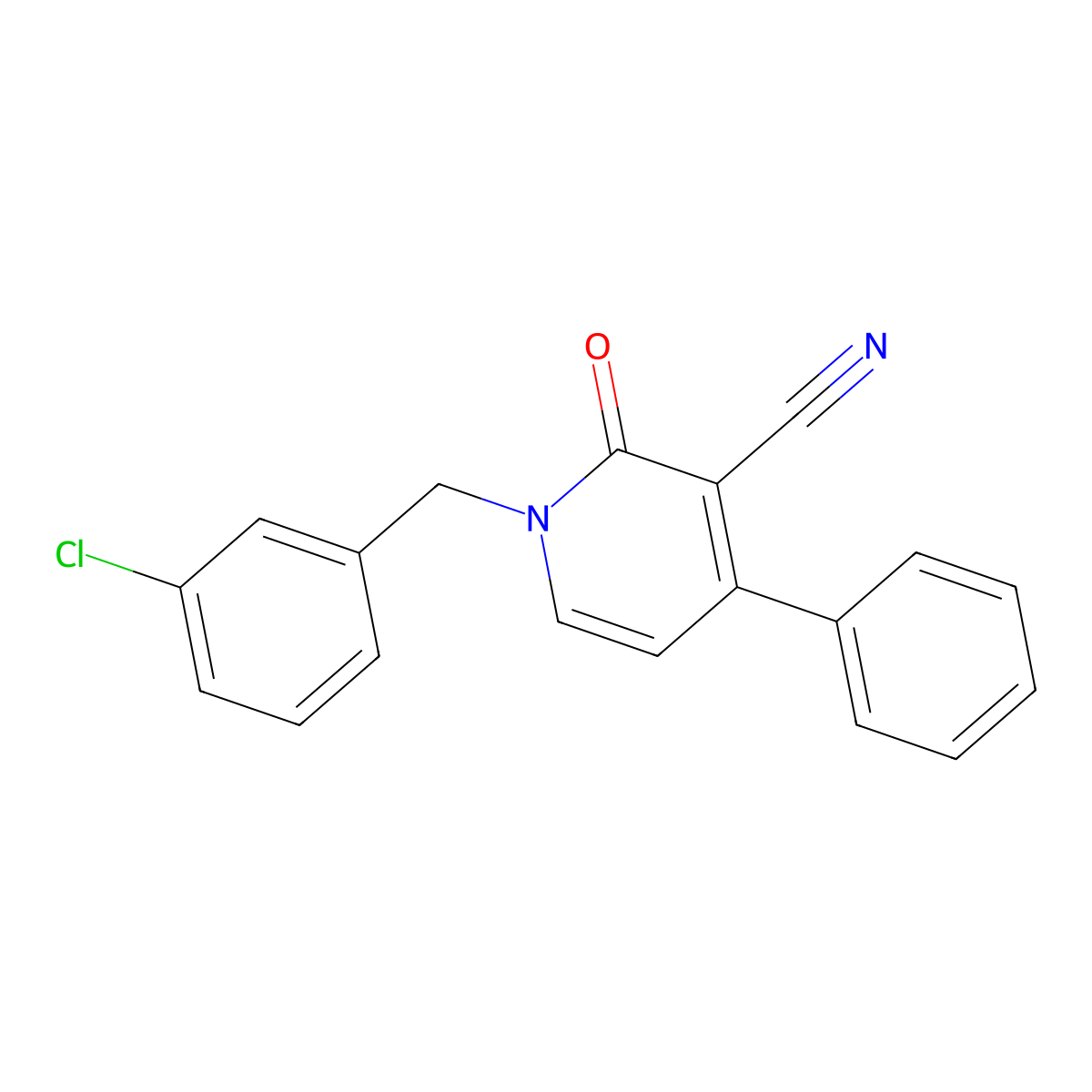 1-(3-Chlorobenzyl)-2-oxo-4-phenyl-1,2-dihydro-3-pyridinecarbonitrile molecular structure, CAS 478080-28-3