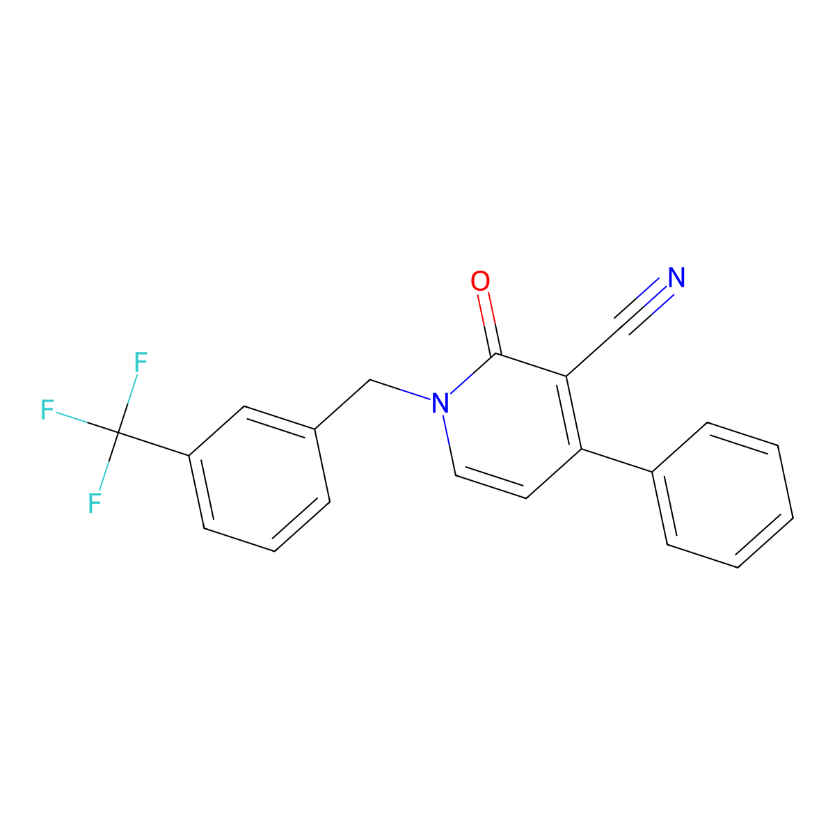 2-Oxo-4-phenyl-1-[3-(trifluoromethyl)benzyl]-1,2-dihydro-3-pyridinecarbonitrile molecular structure, CAS 478080-29-4