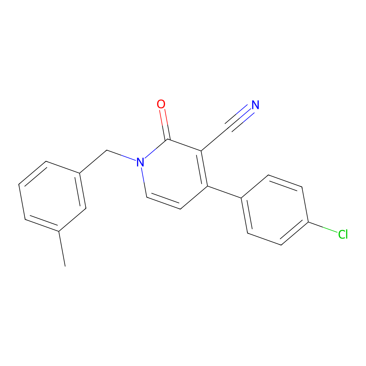 4-(4-Chlorophenyl)-1-(3-methylbenzyl)-2-oxo-1,2-dihydro-3-pyridinecarbonitrile molecular structure, CAS 478080-35-2