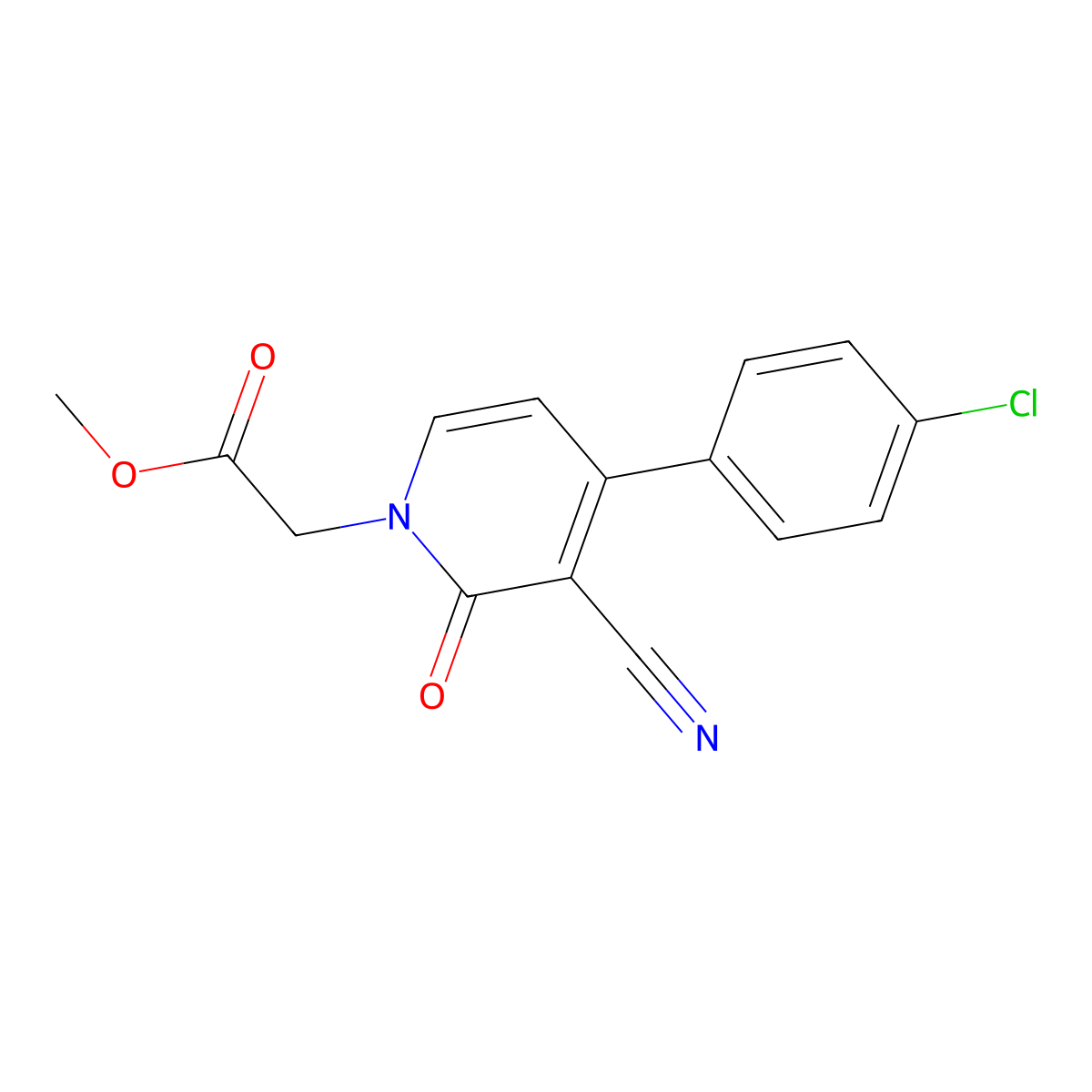 methyl 2-[4-(4-chlorophenyl)-3-cyano-2-oxo-1(2H)-pyridinyl]acetate molecular structure, CAS 478080-39-6