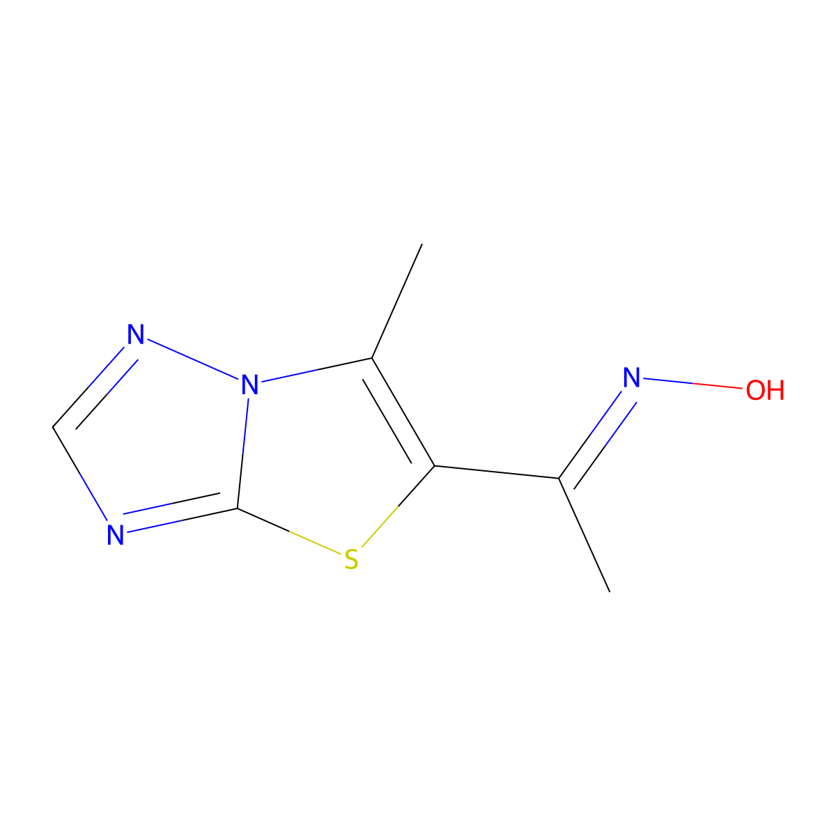 1-(6-Methylthiazolo(3,2-b)(1,2,4)triazol-5-yl)ethanone oxime molecular structure, CAS 478080-42-1