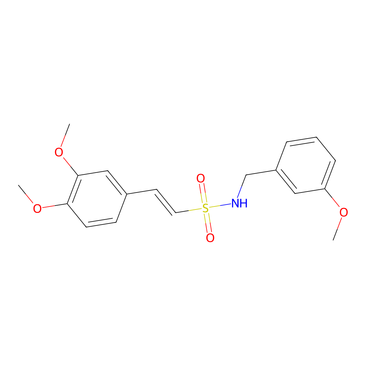 (E)-2-(3,4-dimethoxyphenyl)-N-(3-methoxybenzyl)-1-ethenesulfonamide molecular structure, CAS 478080-65-8