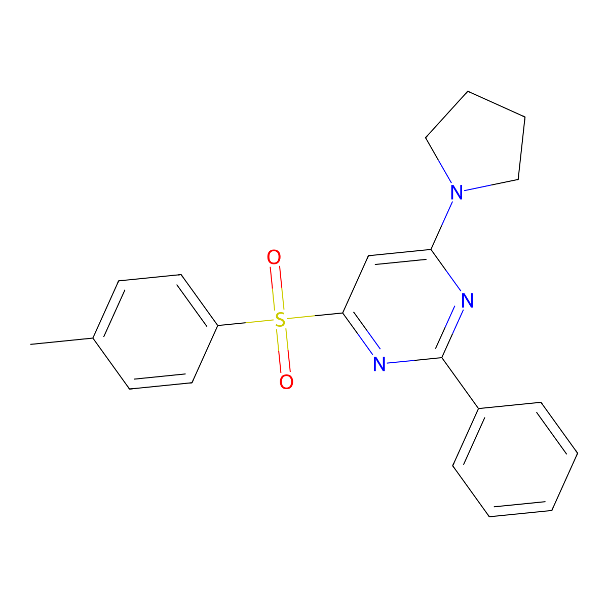 4-Methylphenyl 2-phenyl-6-(1-pyrrolidinyl)-4-pyrimidinyl sulfone molecular structure, CAS 478080-71-6