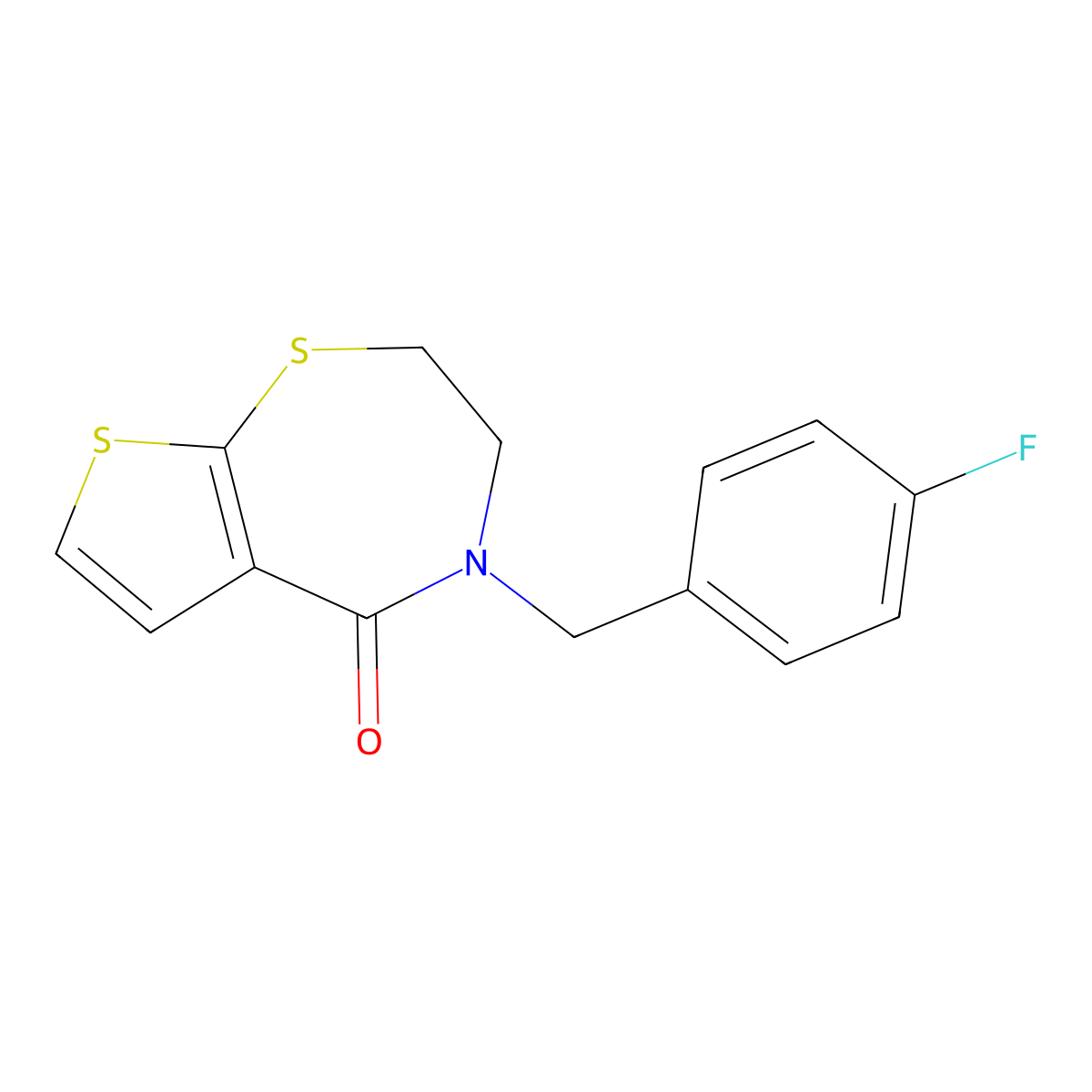 4-(4-fluorobenzyl)-3,4-dihydrothieno[3,2-f][1,4]thiazepin-5(2H)-one molecular structure, CAS 478080-74-9