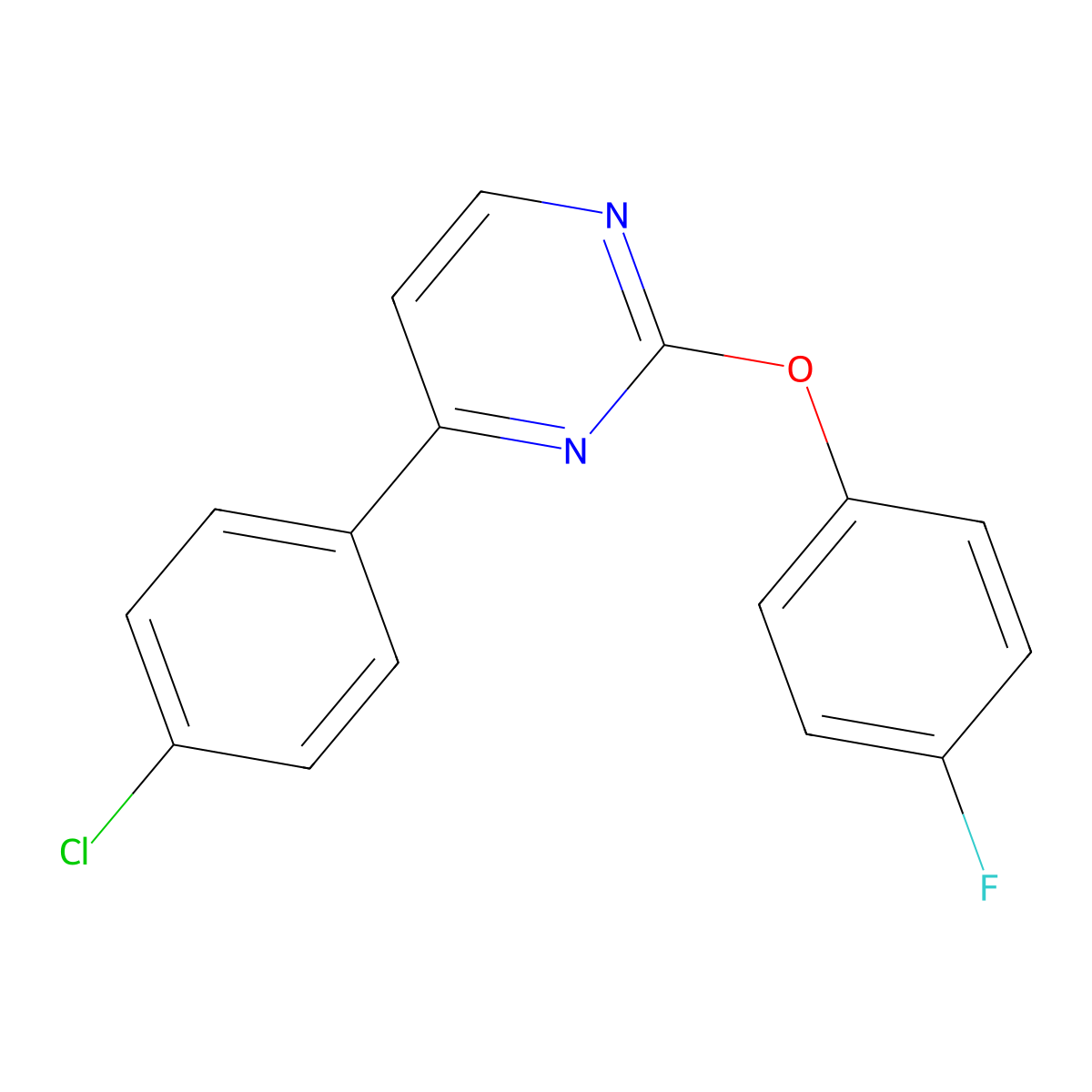 4-(4-Chlorophenyl)-2-(4-fluorophenoxy)pyrimidine molecular structure, CAS 478080-79-4