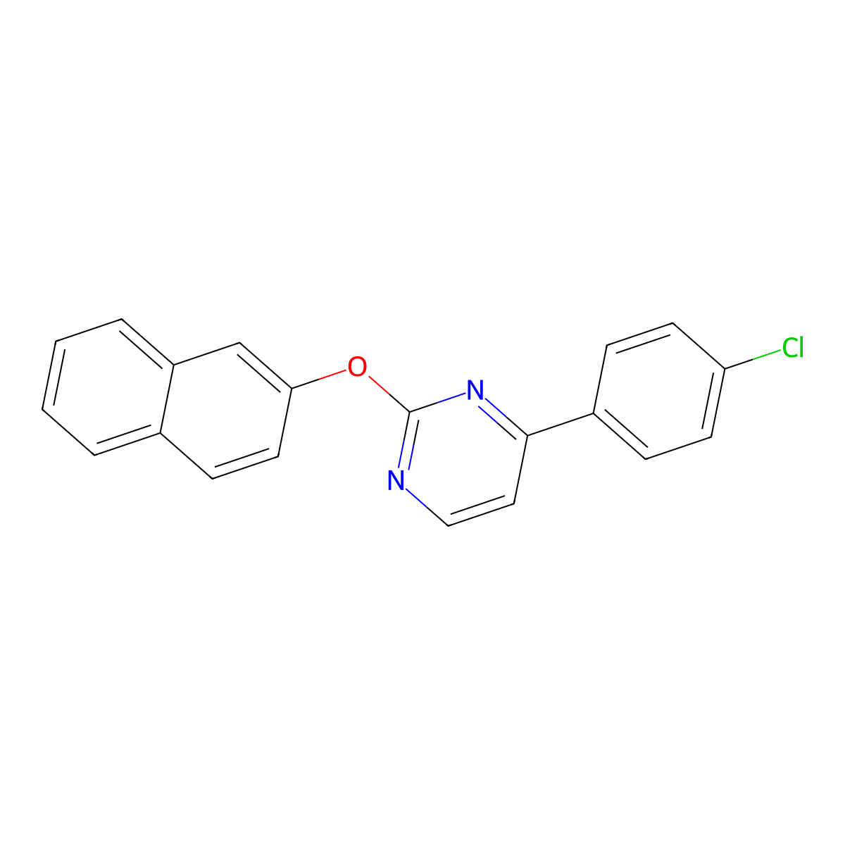 4-(4-Chlorophenyl)-2-(2-naphthyloxy)pyrimidine molecular structure, CAS 478080-80-7