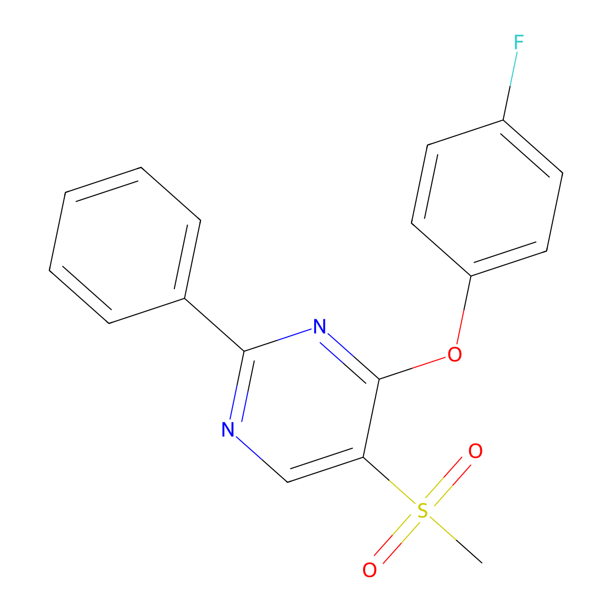 4-(4-Fluorophenoxy)-5-(methylsulfonyl)-2-phenylpyrimidine molecular structure, CAS 478080-85-2
