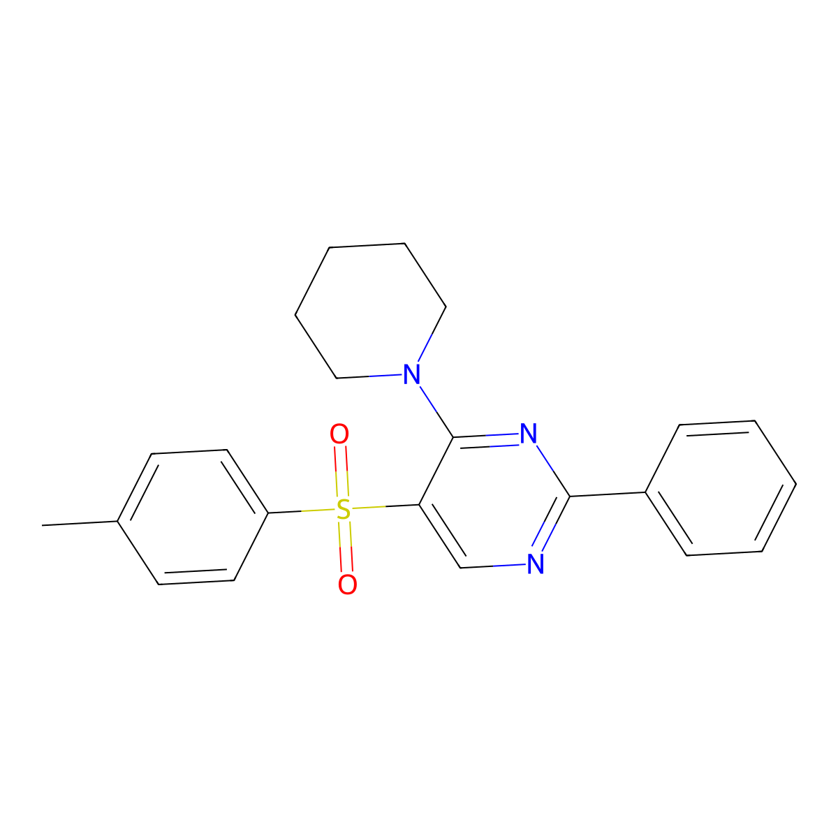 4-Methylphenyl 2-phenyl-4-piperidino-5-pyrimidinyl sulfone molecular structure, CAS 478080-87-4