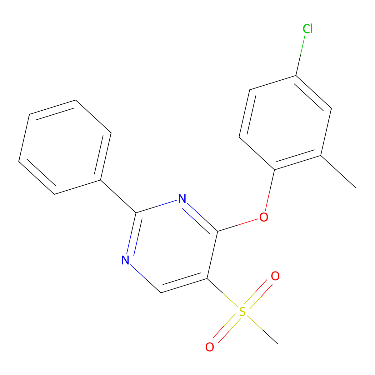 4-(4-Chloro-2-methylphenoxy)-2-phenyl-5-pyrimidinyl methyl sulfone molecular structure, CAS 478080-90-9