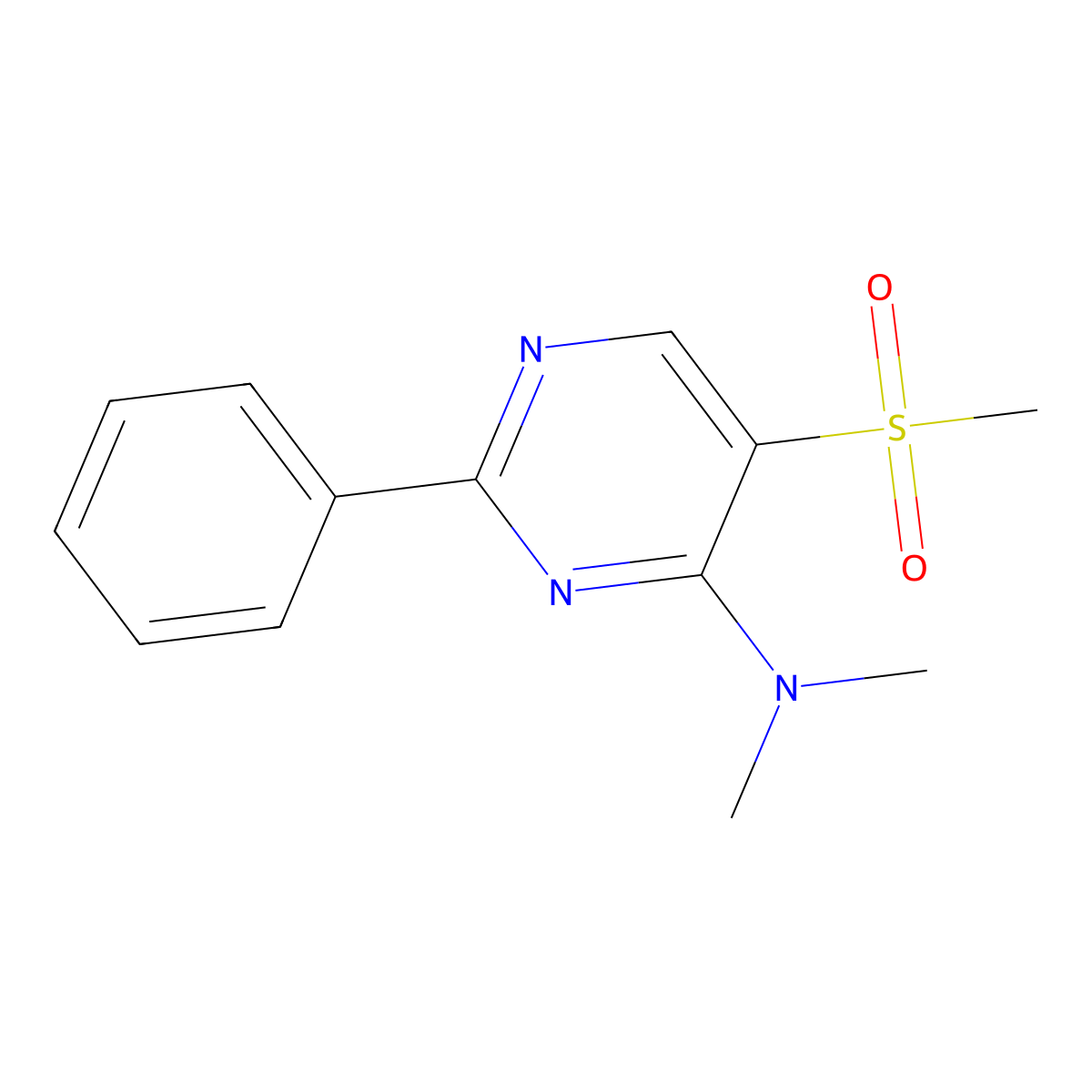 N,N-dimethyl-5-(methylsulfonyl)-2-phenyl-4-pyrimidinamine molecular structure, CAS 478080-91-0