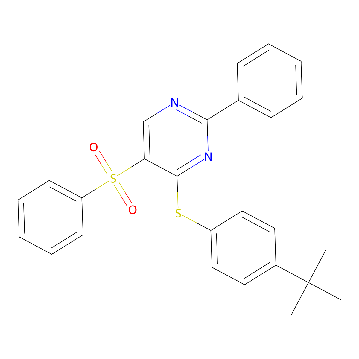 4-{[4-(Tert-butyl)phenyl]sulfanyl}-2-phenyl-5-(phenylsulfonyl)pyrimidine molecular structure, CAS 478080-95-4