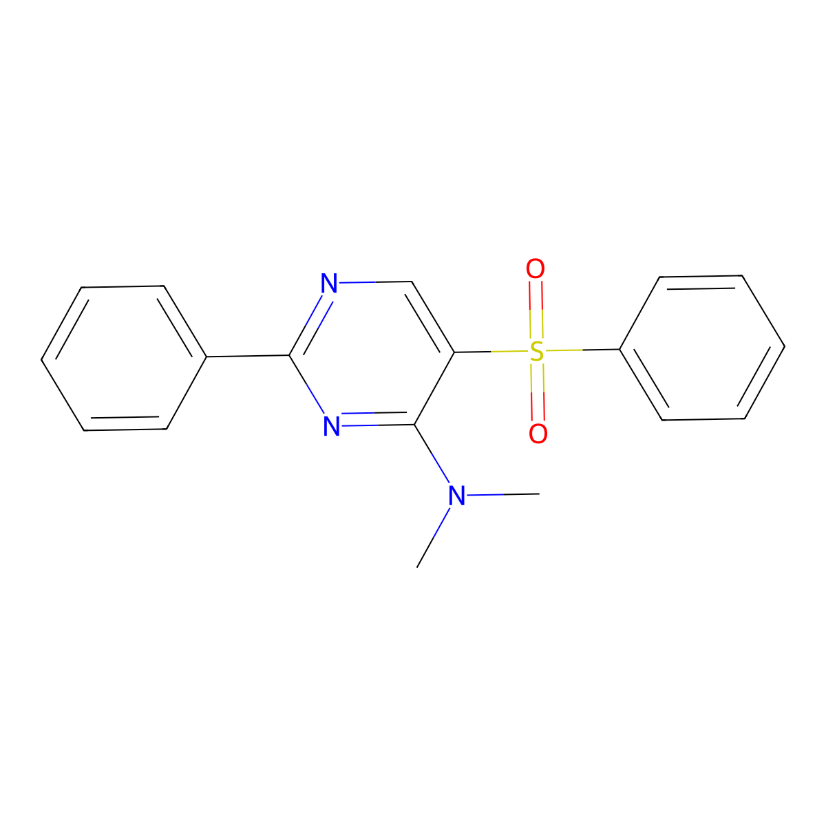 5-(benzenesulfonyl)-N,N-dimethyl-2-phenylpyrimidin-4-amine molecular structure, CAS 478080-98-7