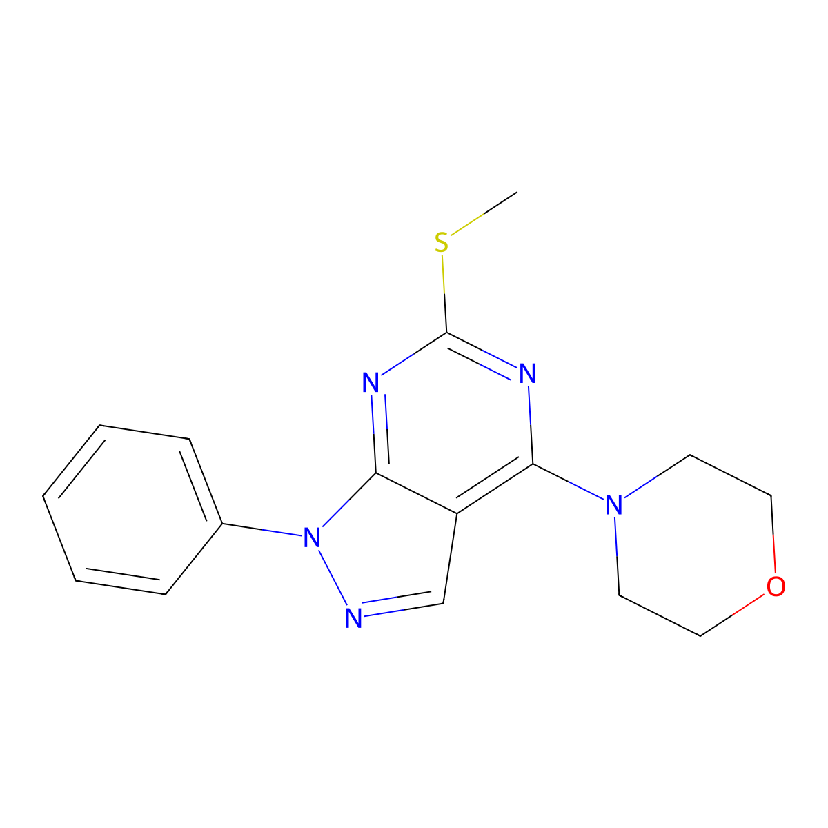 6-(methylsulfanyl)-4-morpholino-1-phenyl-1H-pyrazolo[3,4-d]pyrimidine molecular structure, CAS 478081-02-6