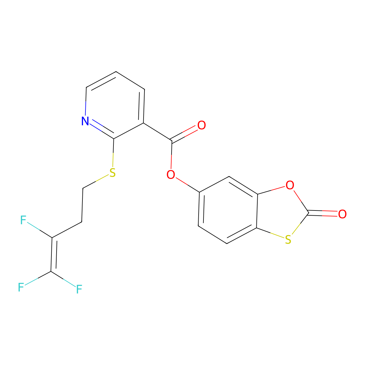 2-Oxo-1,3-benzoxathiol-6-yl 2-[(3,4,4-trifluoro-3-butenyl)sulfanyl]nicotinate molecular structure, CAS 478081-05-9