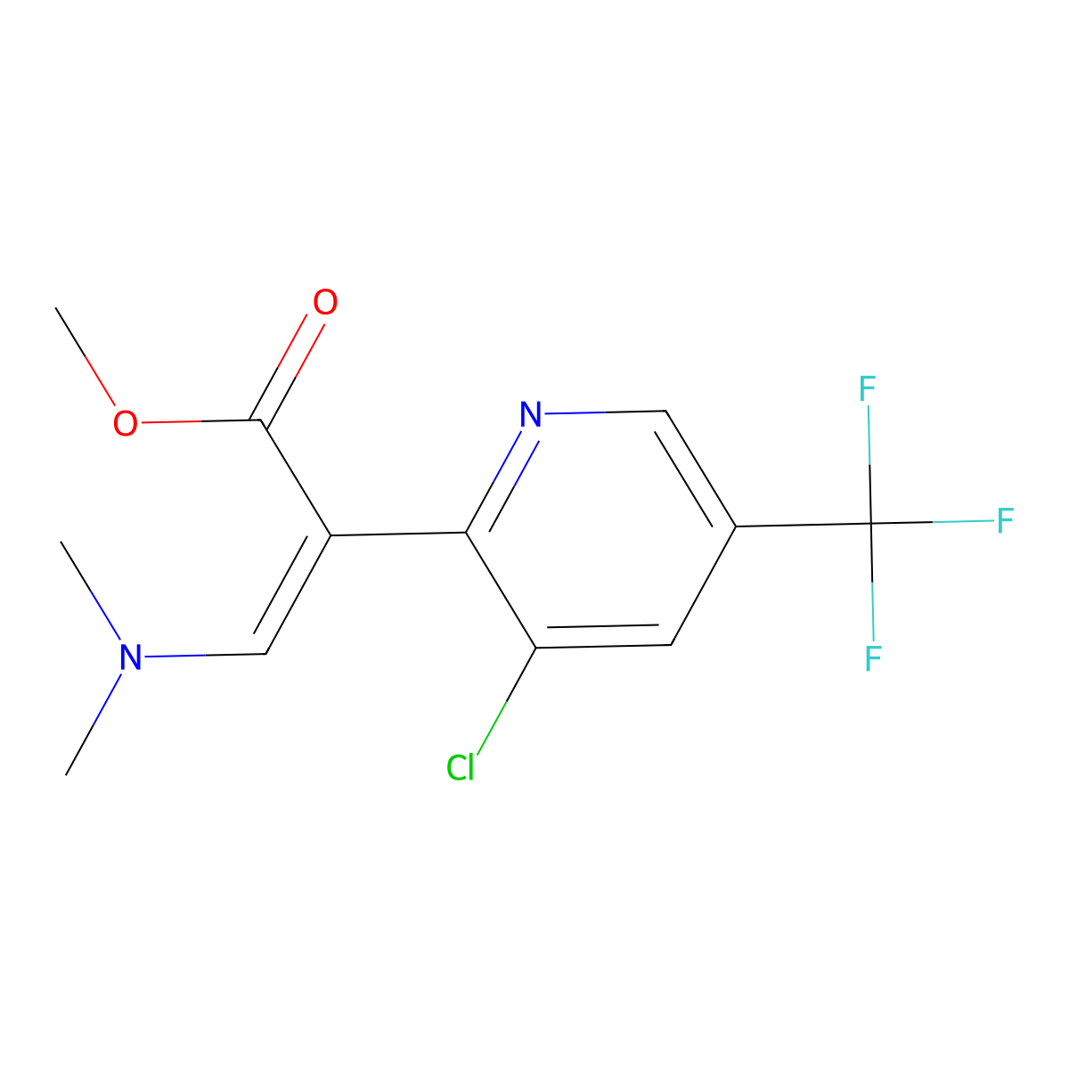 Methyl 2-[3-chloro-5-(trifluoromethyl)pyridin-2-yl]-3-(dimethylamino)prop-2-enoate molecular structure, CAS 478081-06-0