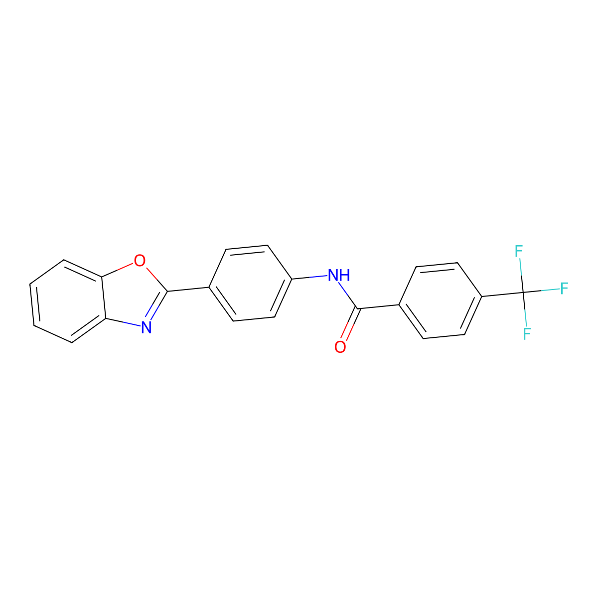 N-[4-(1,3-benzoxazol-2-yl)phenyl]-4-(trifluoromethyl)benzamide molecular structure, CAS 478081-09-3