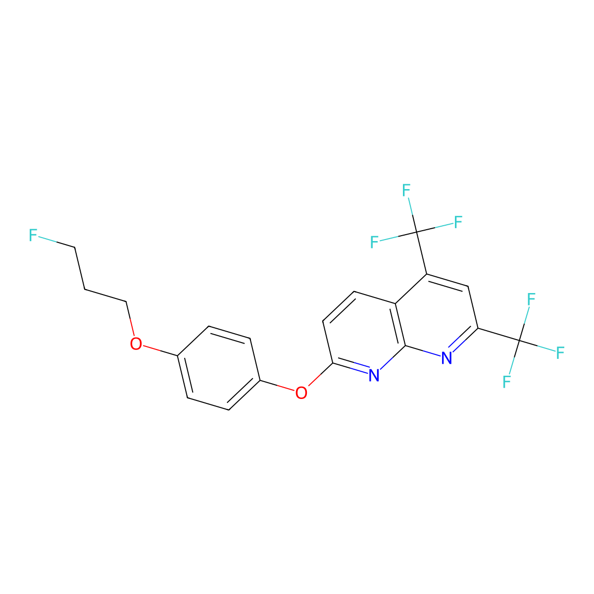 7-[4-(3-Fluoropropoxy)phenoxy]-2,4-bis(trifluoromethyl)-1,8-naphthyridine molecular structure, CAS 478081-21-9