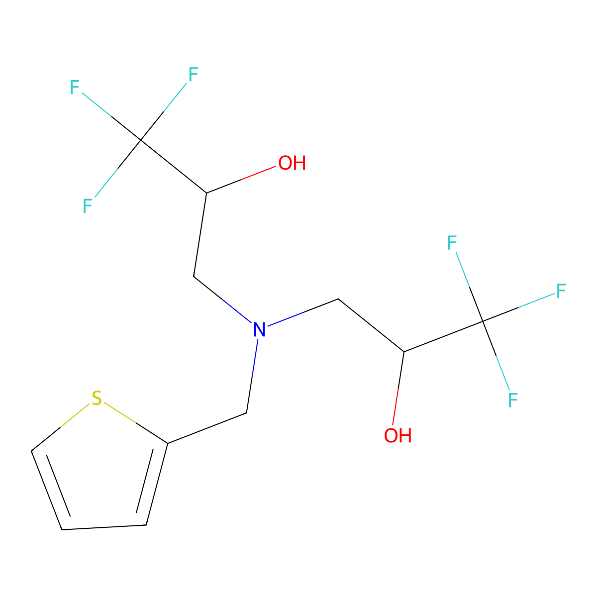1,1,1-Trifluoro-3-[(2-thienylmethyl)(3,3,3-trifluoro-2-hydroxypropyl)amino]-2-propanol molecular structure, CAS 478081-22-0