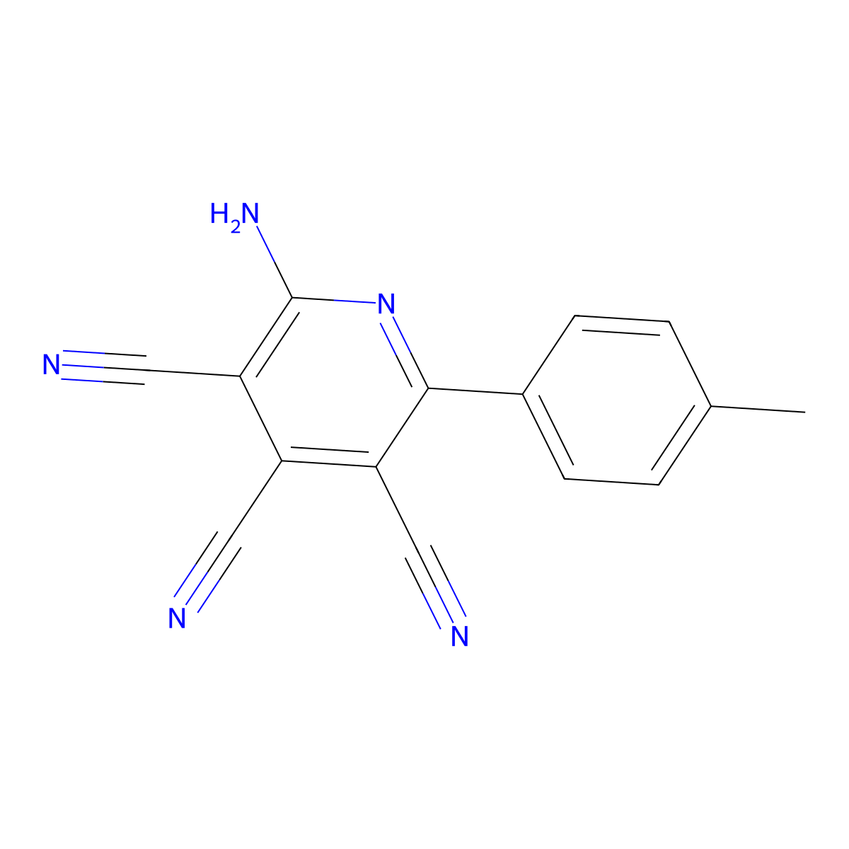 2-Amino-6-(4-methylphenyl)-3,4,5-pyridinetricarbonitrile molecular structure, CAS 478081-23-1