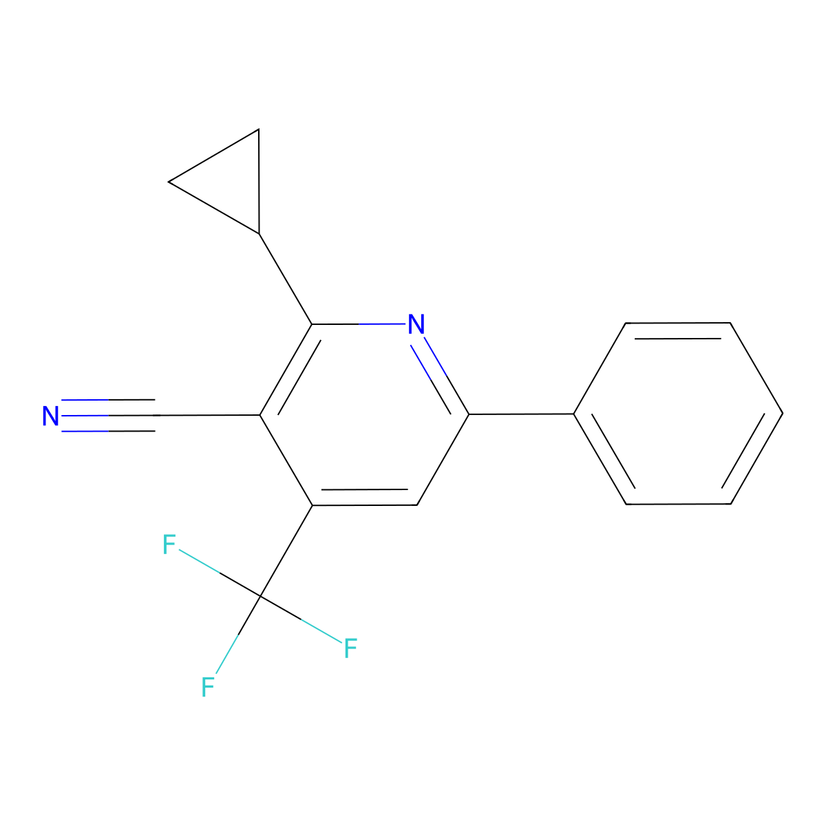 2-Cyclopropyl-6-phenyl-4-(trifluoromethyl)pyridine-3-carbonitrile molecular structure, CAS 478081-24-2