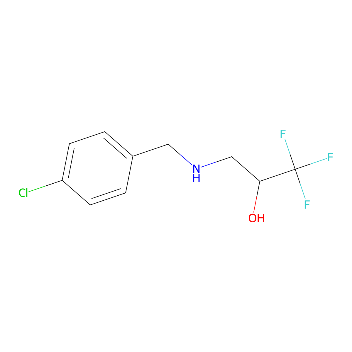 3-(((4-Chlorophenyl)methyl)amino)-1,1,1-trifluoro-2-propanol molecular structure, CAS 478081-30-0