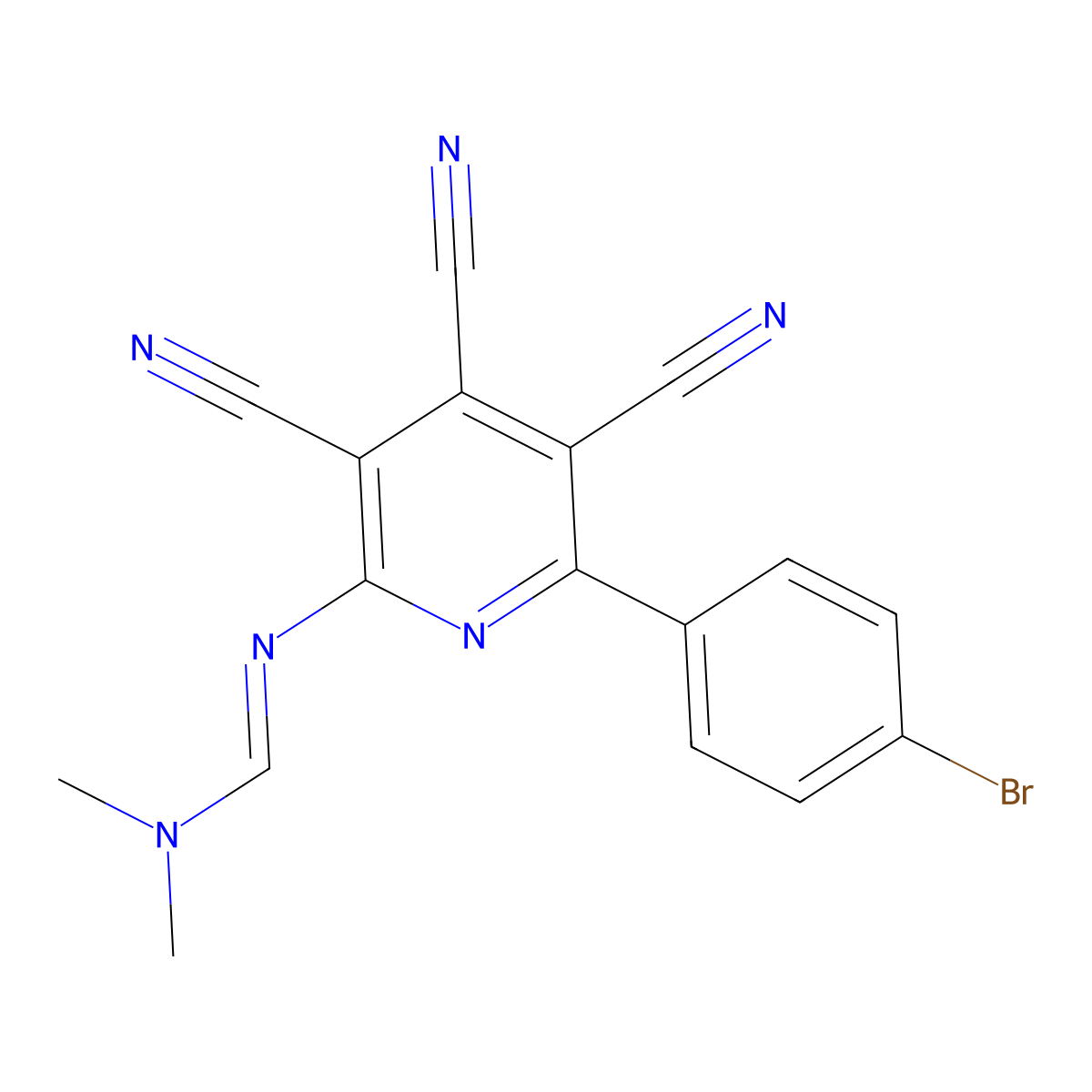N'-[6-(4-bromophenyl)-3,4,5-tricyano-2-pyridinyl]-N,N-dimethyliminoformamide molecular structure, CAS 478081-34-4