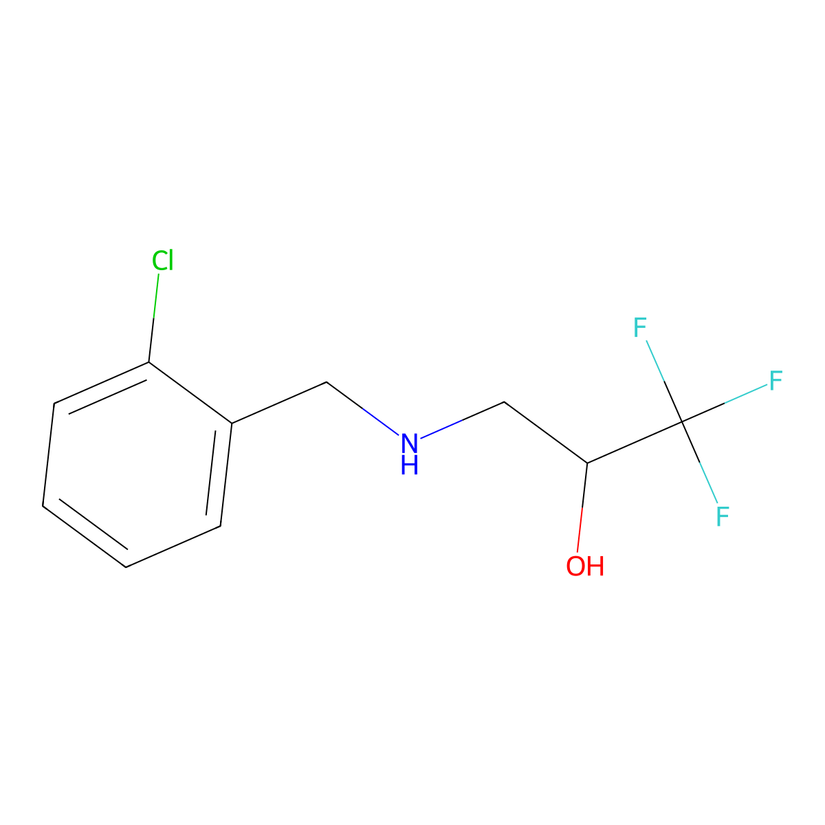 3-(((2-Chlorophenyl)methyl)amino)-1,1,1-trifluoro-2-propanol molecular structure, CAS 478081-36-6