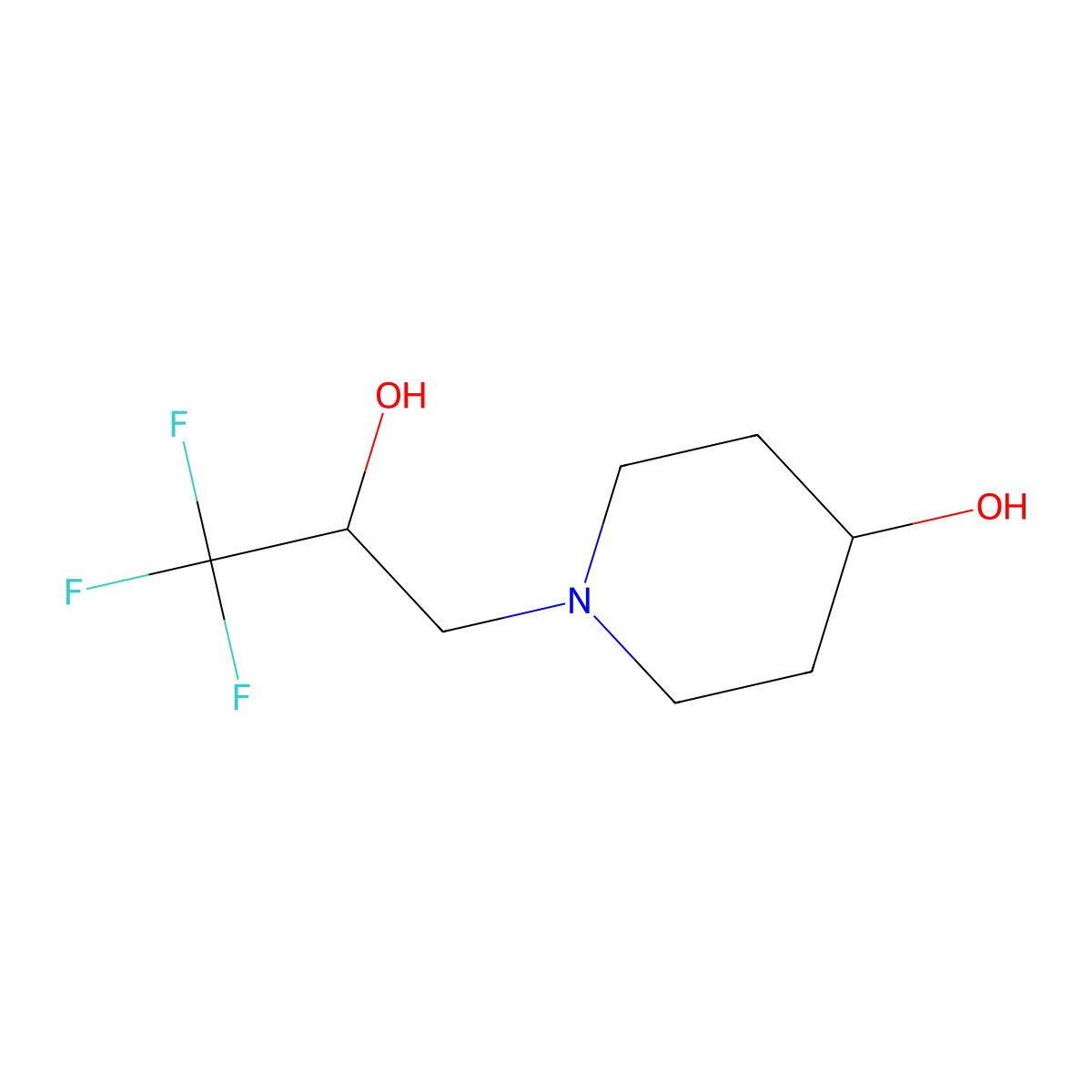 1-(3,3,3-Trifluoro-2-hydroxypropyl)piperidin-4-ol molecular structure, CAS 478081-38-8