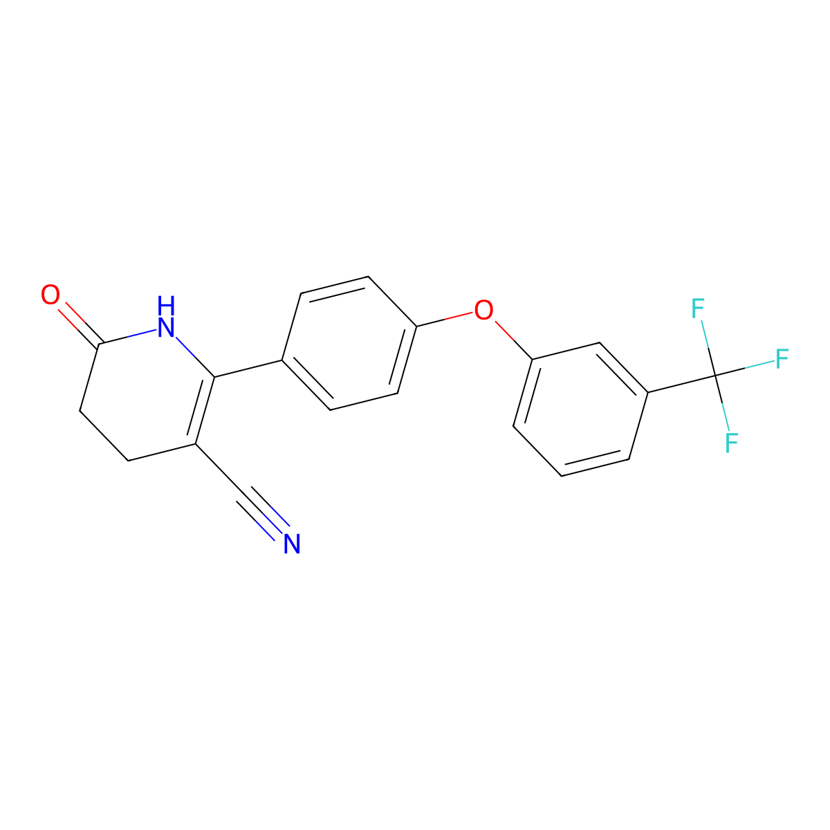 6-Oxo-2-{4-[3-(trifluoromethyl)phenoxy]phenyl}-1,4,5,6-tetrahydro-3-pyridinecarbonitrile molecular structure, CAS 478081-40-2