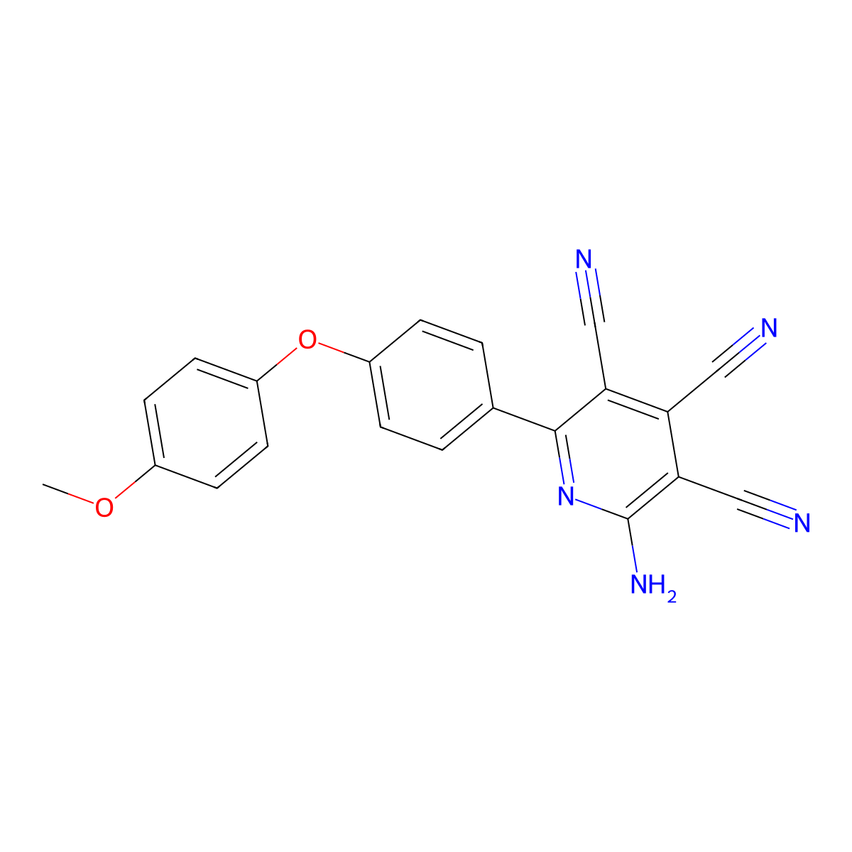 2-Amino-6-[4-(4-methoxyphenoxy)phenyl]pyridine-3,4,5-tricarbonitrile molecular structure, CAS 478081-45-7