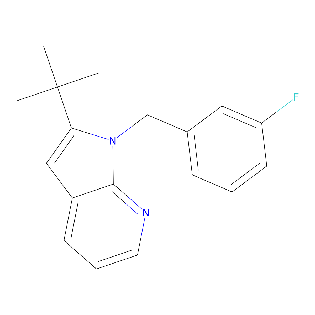 2-(tert-butyl)-1-(3-fluorobenzyl)-1H-pyrrolo[2,3-b]pyridine molecular structure, CAS 478081-49-1