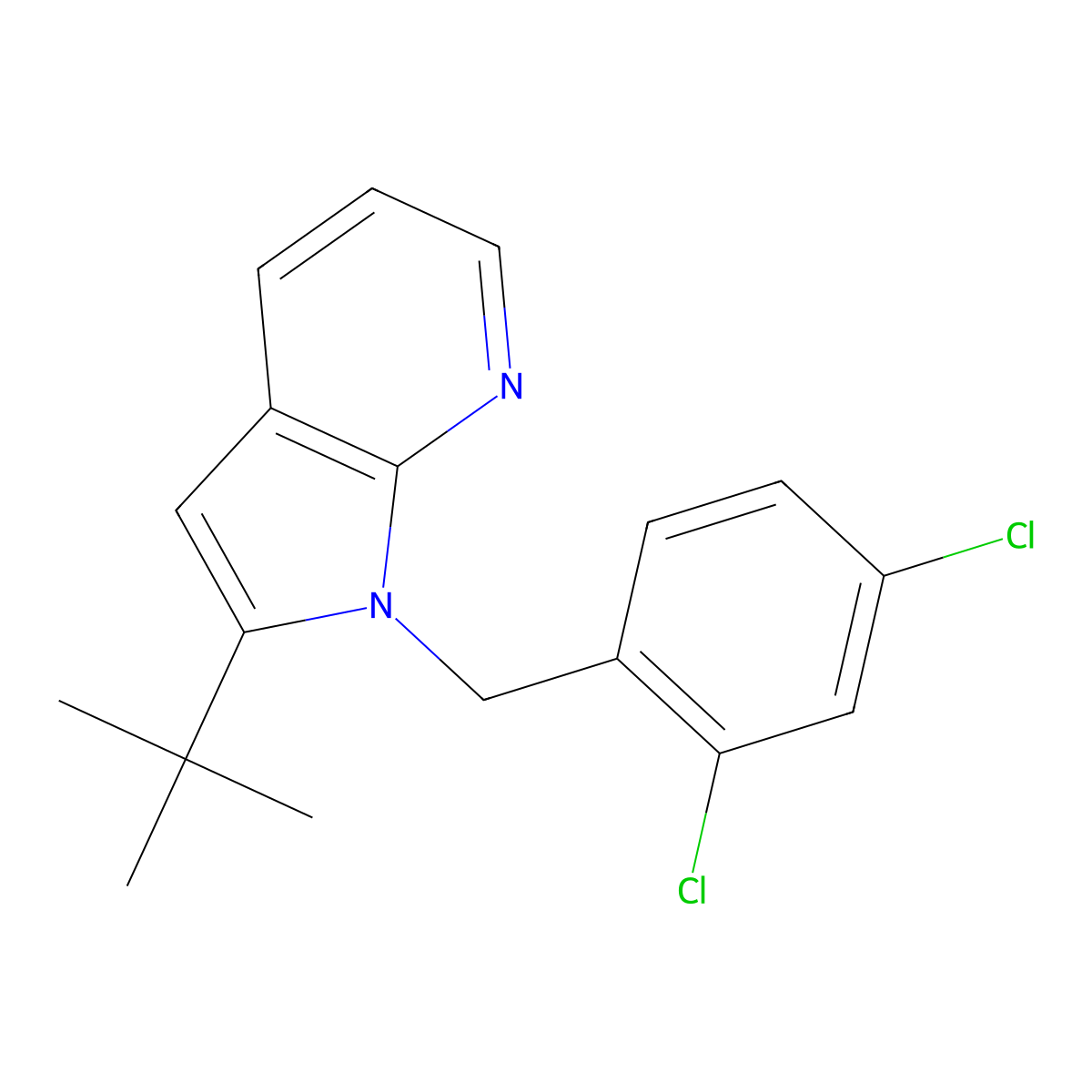 2-(tert-butyl)-1-(2,4-dichlorobenzyl)-1H-pyrrolo[2,3-b]pyridine molecular structure, CAS 478081-51-5