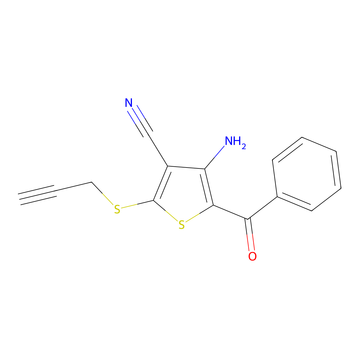 4-Amino-5-benzoyl-2-(2-propynylsulfanyl)-3-thiophenecarbonitrile molecular structure, CAS 478081-65-1