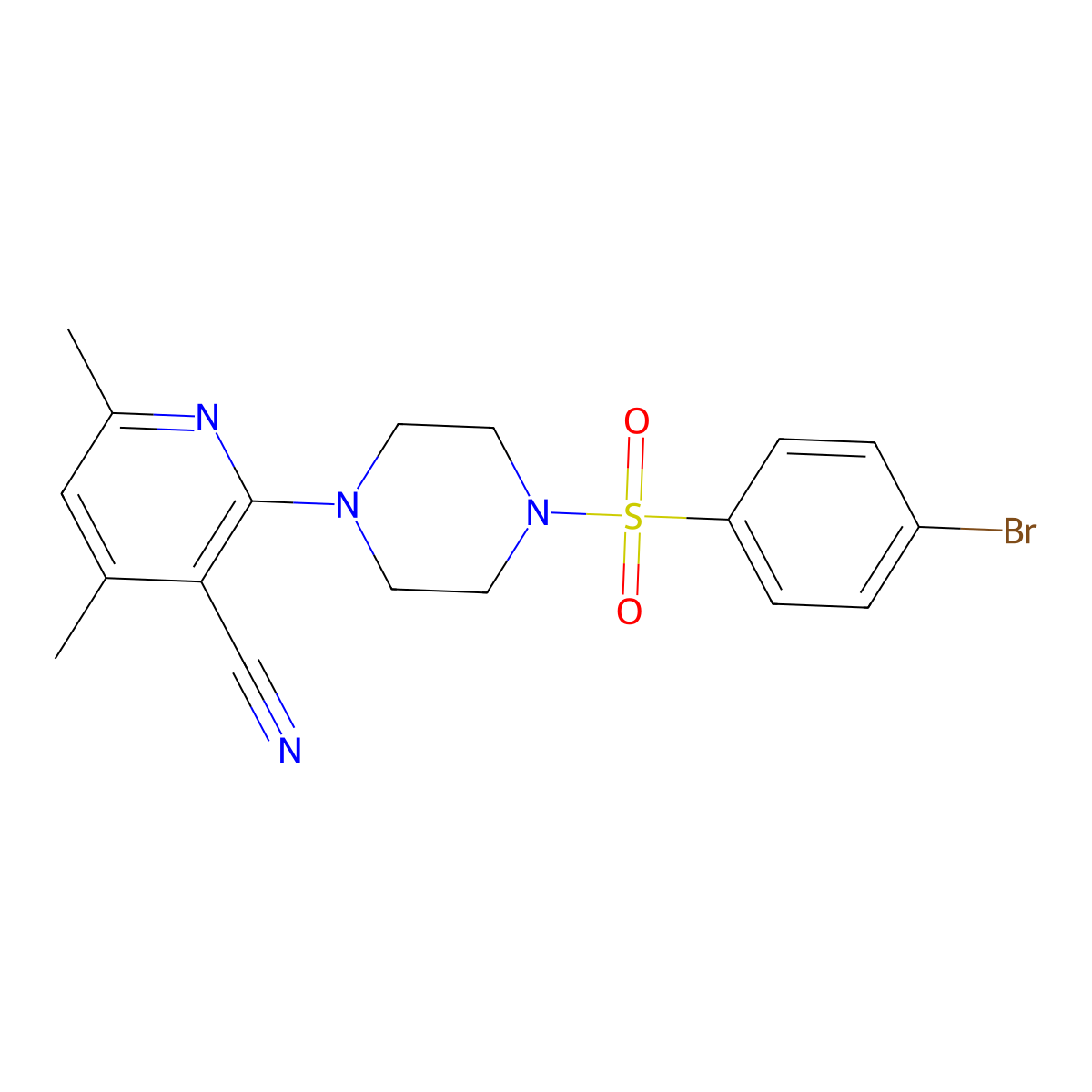 2-{4-[(4-Bromophenyl)sulfonyl]piperazino}-4,6-dimethylnicotinonitrile molecular structure, CAS 478081-74-2