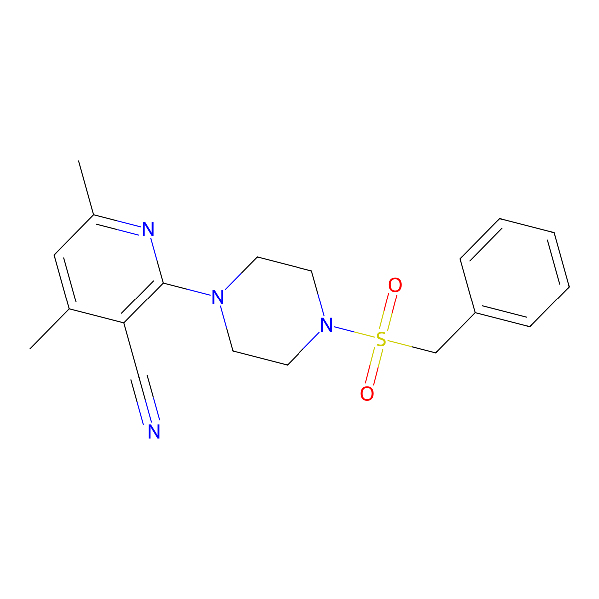 2-[4-(Benzylsulfonyl)piperazino]-4,6-dimethylnicotinonitrile molecular structure, CAS 478081-75-3