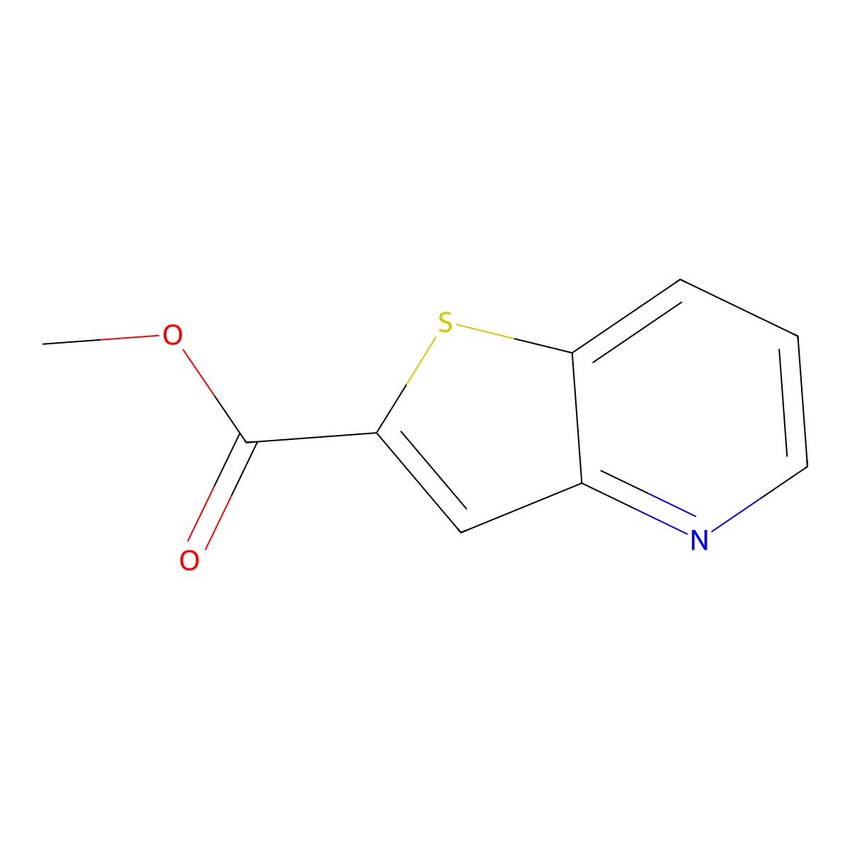 Methyl thieno(3,2-b)pyridine-2-carboxylate molecular structure, CAS 478149-02-9
