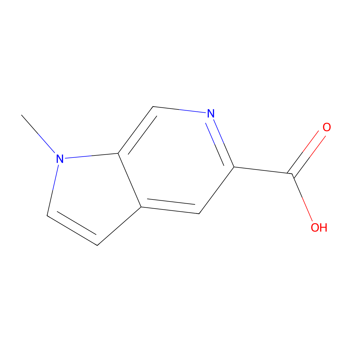 1-methyl-1H-pyrrolo[2,3-c]pyridine-5-carboxylic acid molecular structure, CAS 478149-14-3