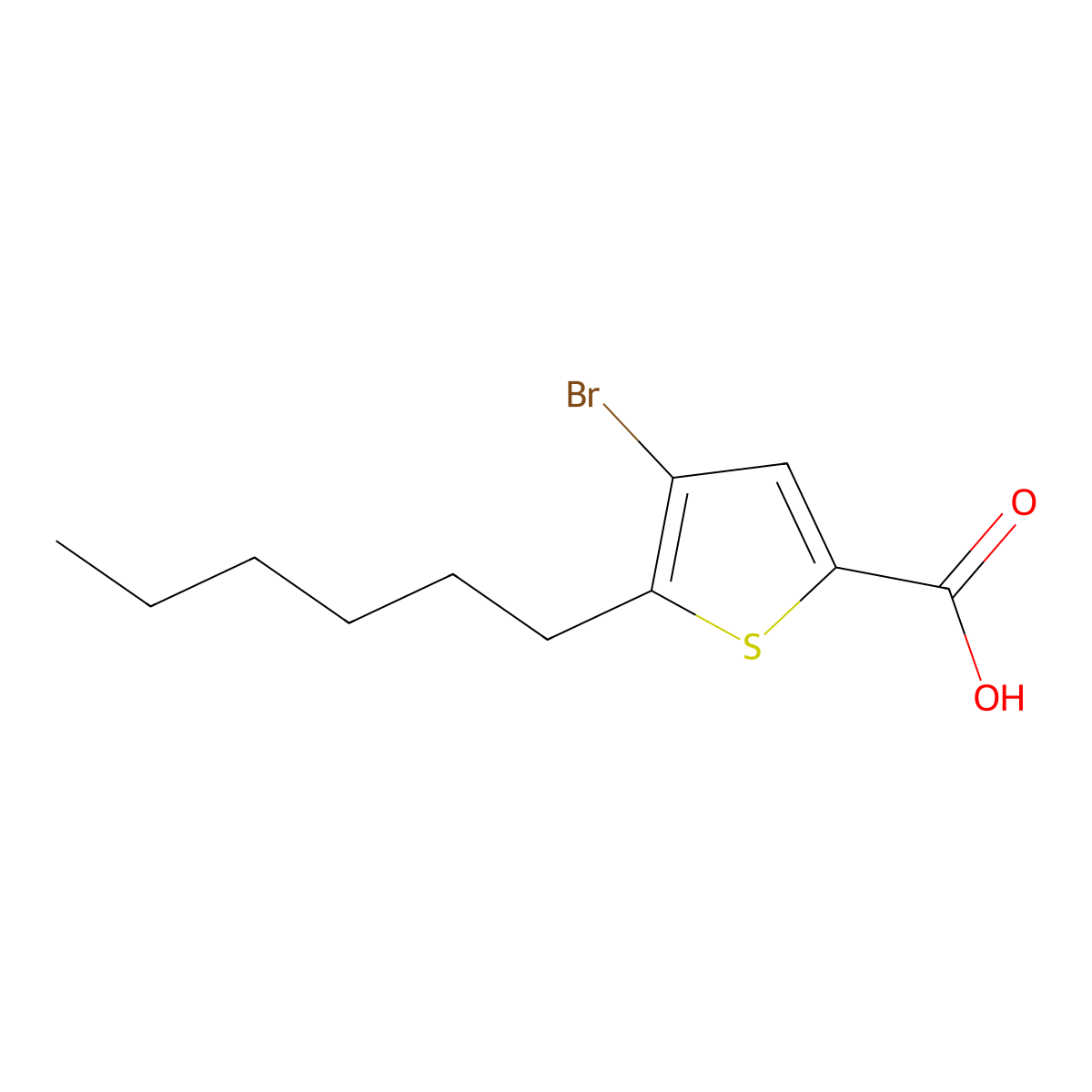 4-Bromo-5-hexylthiophene-2-carboxylic acid molecular structure, CAS 478166-01-7