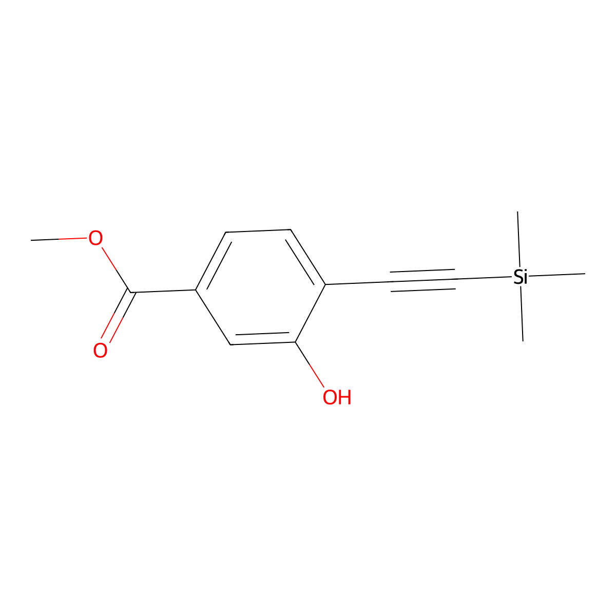Methyl 3-hydroxy-4-[2-(trimethylsilyl)ethynyl]benzoate molecular structure, CAS 478169-68-5