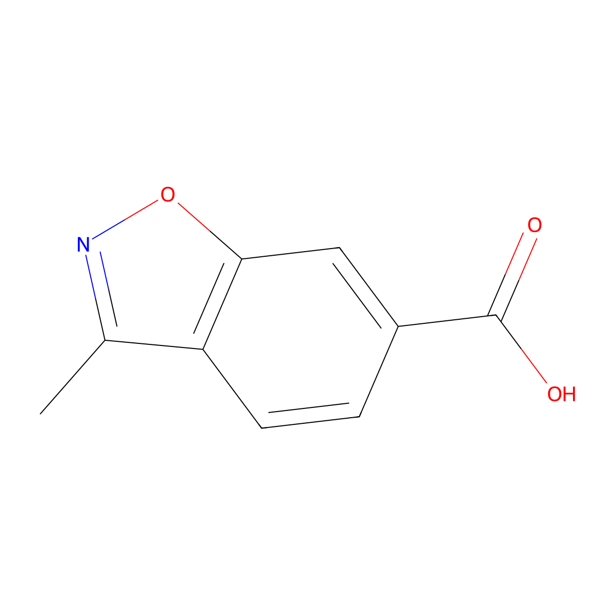 3-Methyl-1,2-benzoxazole-6-carboxylic acid molecular structure, CAS 478169-72-1