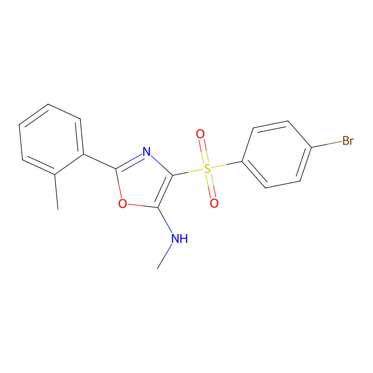 4-((4-bromophenyl)sulfonyl)-N-methyl-2-(o-tolyl)oxazol-5-amine molecular structure, CAS 478171-37-8